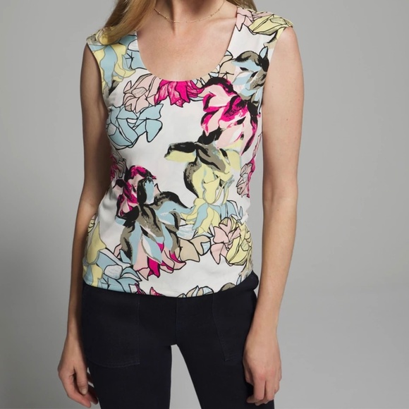 White House Black Market Cap Sleeve Scoop Neck Abstract Floral, NWT sz Small - Picture 4 of 4